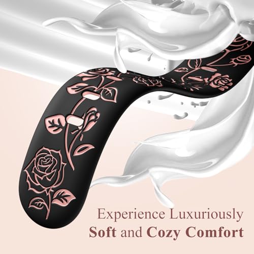 Maledan Fancy Engraved Band Compatible with Apple Watch Bands Women 42mm 44mm 49/45mm, Two-tone Silicone Elegant Rose Flower Pattern Sport Strap for iWatch Series 9 8 SE 7 6 5 4 3 2 1 Ultra Wine Red
