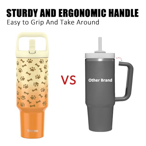 Tronco 40 oz Tumbler with Handle and Straw, Leak-Proof Insulated Tumbler with Flip Straw and Top Handle, Reusable Insulated Cup Water Bottle for Home, Outdoors, Fits in Cup Holder, Cold for 30 Hours