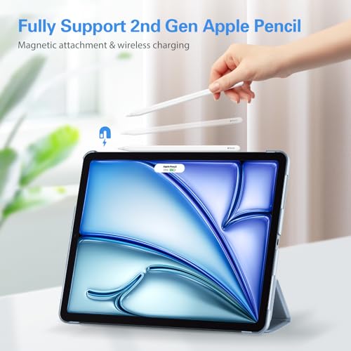 ProCase Smart Case for iPad Air 13 Inch Case 2024 M2, Slim Stand Translucent Hard Back Shell Smart Folio Cover Support Auto Wake/Sleep for iPad Air 13" 2024 Air M2 -Airblue