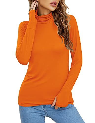LUYAA Women's Plus Size Warm Long Sleeve Turtleneck Top Ultra Soft Fall Thumb Holes Black Small for Fall Winter Medium