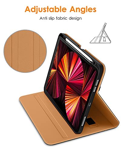 DTTO Premium Synthetic Leather iPad Case, Protective Cover for iPad Pro 11 Inch and iPad Air 4, Auto Wake/Sleep Function, Built-in Hand Strap, Front Document Card Pocket
