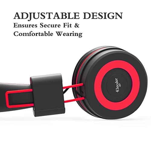 ELECDER i37 Kids Headphones Children Girls Boys Teens Foldable Adjustable On Ear Headphones 3.5mm Jack Compatible Cellphones Computer MP3/4 Kindle School Tablet (Red)