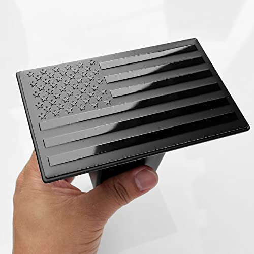 American Flag Metal Trailer Hitch Cover for 2 inch Receivers(with 5/8-Inch Pin Diameter Trailer Hitch Lock ) (Black)