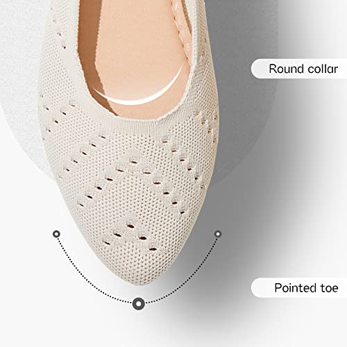 Women’s Flats Shoes Dress Shoes for Women Ballet Flats Dressy Comfortable Pointed Toe Flats Foldable Flats(Beige.us5)