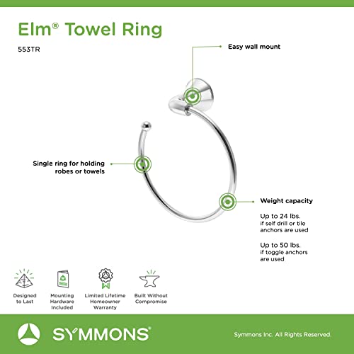 Symmons 553TR Elm Wall-Mounted Towel Ring in Polished Chrome