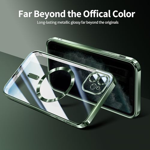 CIBAU YANG Compatible with iPhone 11 Case(Only).Phone case Clear Back Surrounding Plating. Glossy Slim Thin Soft funda capa para Compatible with i11 6.1 inch.Compatible with MagSafe (Deep Green)