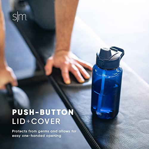 Simple Modern 32oz Water Bottle with Silicone Straw Lid & Motivational Measurement Markers | Reusable BPA-Free Tritan Plastic Lightweight Sports Bottles for Gym | Summit Collection | Sweet Taffy