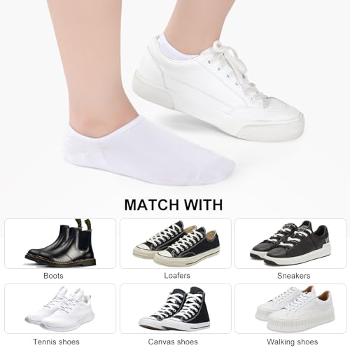 GUUNIEE No Show Socks Womens 4 Pairs Black White Pairs Invisible Liner Non Slip Low Cut Socks