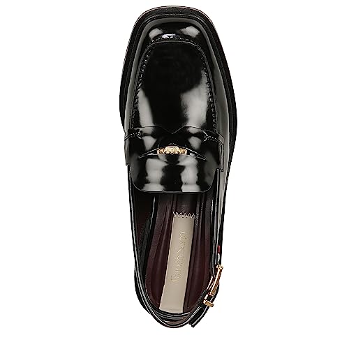 Franco Sarto Womens Giada Slingback Loafer Black Gloss 10 M