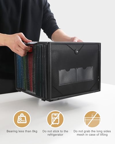 Oterri Metal Hanging File Crate, Portable Desktop Organizer for Letter Size Folders, Mesh Design (Cool Black, 1 Pack)