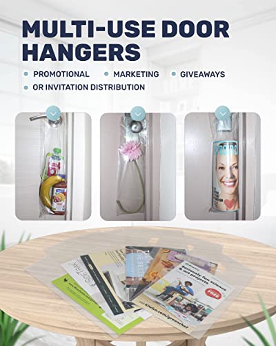 Skywin- Plastic Door Hanger Bags 6” x 19” (100 Pack), Clear Door Hanger Bags Protects Flyers, Brochures, Printed Materials - Waterproof and Secure Door Knob Hanger for Outdoor Use