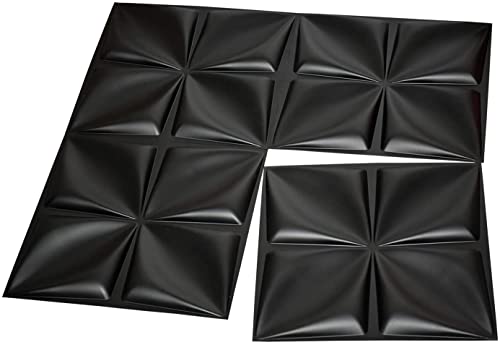 Art3d Matt Black 3D Wall Panel PVC Flower Design Cover 3 Sq Meter, for Interior Wall Décor in Living Room,Bedroom,Lobby,Office,Shopping Mall