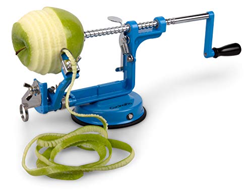Apple Peeler and Corer by Cucina Pro - Long Lasting Chrome Cast Iron with Countertop Suction Cup, Teal