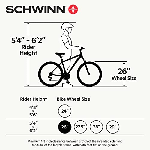 Schwinn Suburban Hybrid Bike, 26 Inch Mens and Womens Bike, 7-Speed Hybrid Bicycle, Front and Rear Linear Pull Brakes, Ergonomic Grips, Comfort Frame, Large Cushioned Seat, Fenders, Adult Bicycle