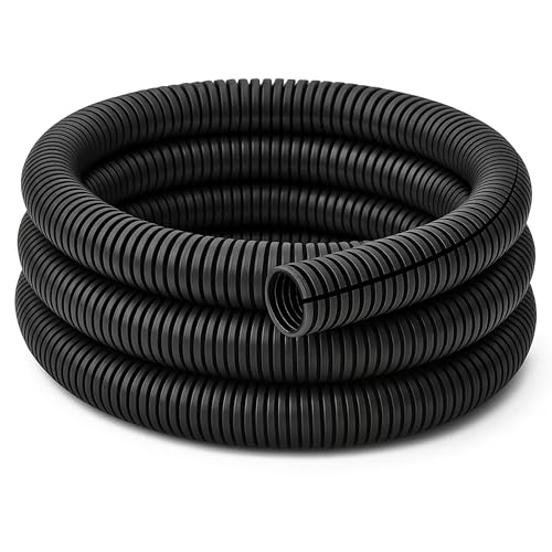 Electriduct Split Wire Loom Tubing Polyethylene Corrugated Flexible Conduit - 1/2" Nominal Size - 100 Feet - Black