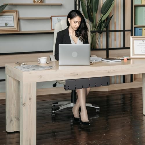Under Desk Cable Management Tray 2PCS Metal U-Channel Desk Wire Management Self-Adhesive Installation Desk Cable Organizer - Home & Office