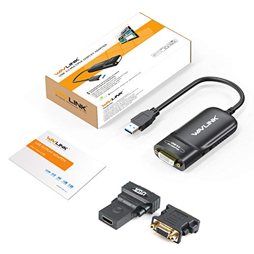 WAVLINK USB3.0 to HDMI/DVI/VGA Universal Graphic Adapter,Supports Primary/2048x1152 Extend/Mirror Video Mode up to 6 Display Units with Aduio Port Displaylink Chip for Windows, Chrome OS