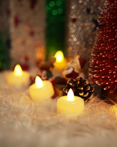 Amagic 12/24/50/100/150Pack Flameless LED Tea Lights Candles Battery Operated, Electric Fake Tealight Candles for Votive, Halloween, Christmas, Home Decor, Wedding, Table Decor (12Pack)