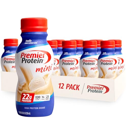 Premier Protein Shake MINIs Vanilla 22g Protein 120 Calories Pack of 12 & Café Latte 30g Protein 160 Calories Nutrients for Immune Health Pack of 12