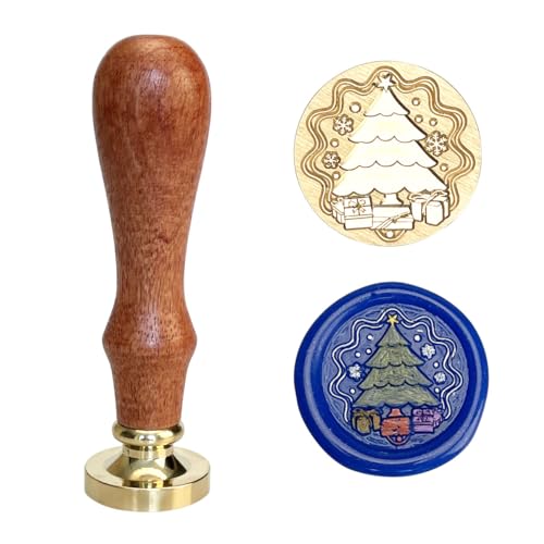 Vintage Blessing Sealing Wax Stamp, Happy Christmas Wax Seal Stamp Brass Head and Wooden Hilt for Wedding Christmas Party Invitations Envelopes Gift Wrap (Little Bell-A169)