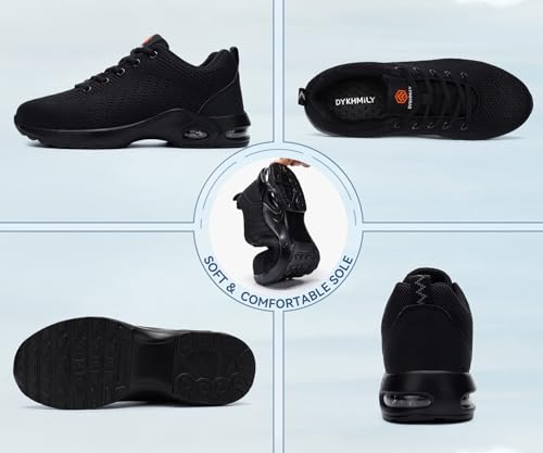 DYKHMILY Steel Toe Shoes for Men Steel Toe Sneakers Safety Shoe for Man Non Slip Work Shoes Lightweight Composite Toe Shoe Comfortable Size 10,Black