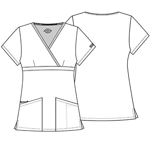 Dickies EDS Signature Scrubs for Women, Empire Waist Mock Wrap Top in Soft Brushed Poplin 86806, XS, Olive