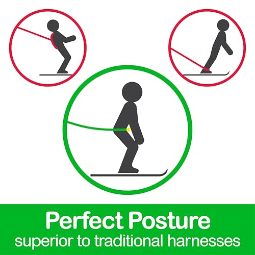 Slope Ropes Kids Ski Trainer to Teach Kids to Downhill Ski Safely with Proper Posture, Simple Harness Free Design, Fun for Parents and Kids (Blue/Green)