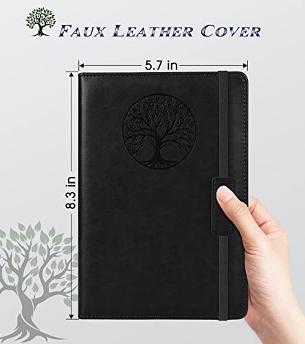 Lined Journal Notebook for Women Men,256 Pages A4 Large Hardcover Leather Journals for Writing,Travel,Business,Work,School,College Ruled Notebooks for Note Taking,Diary Notepad 8.6"×11" (Black)