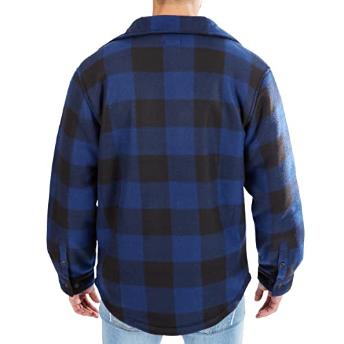 Smith's Workwear Men's Sherpa-Lined Plaid Fleece Shirt Jacket, Blue/Black-503, M