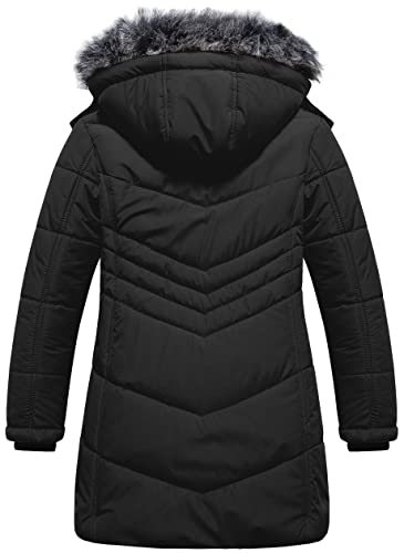 Pursky Little Girl's Clothes Water Resistant Winter Coat Thicken Fleece Lined Puffer Outerwear Jackets Black 4-5