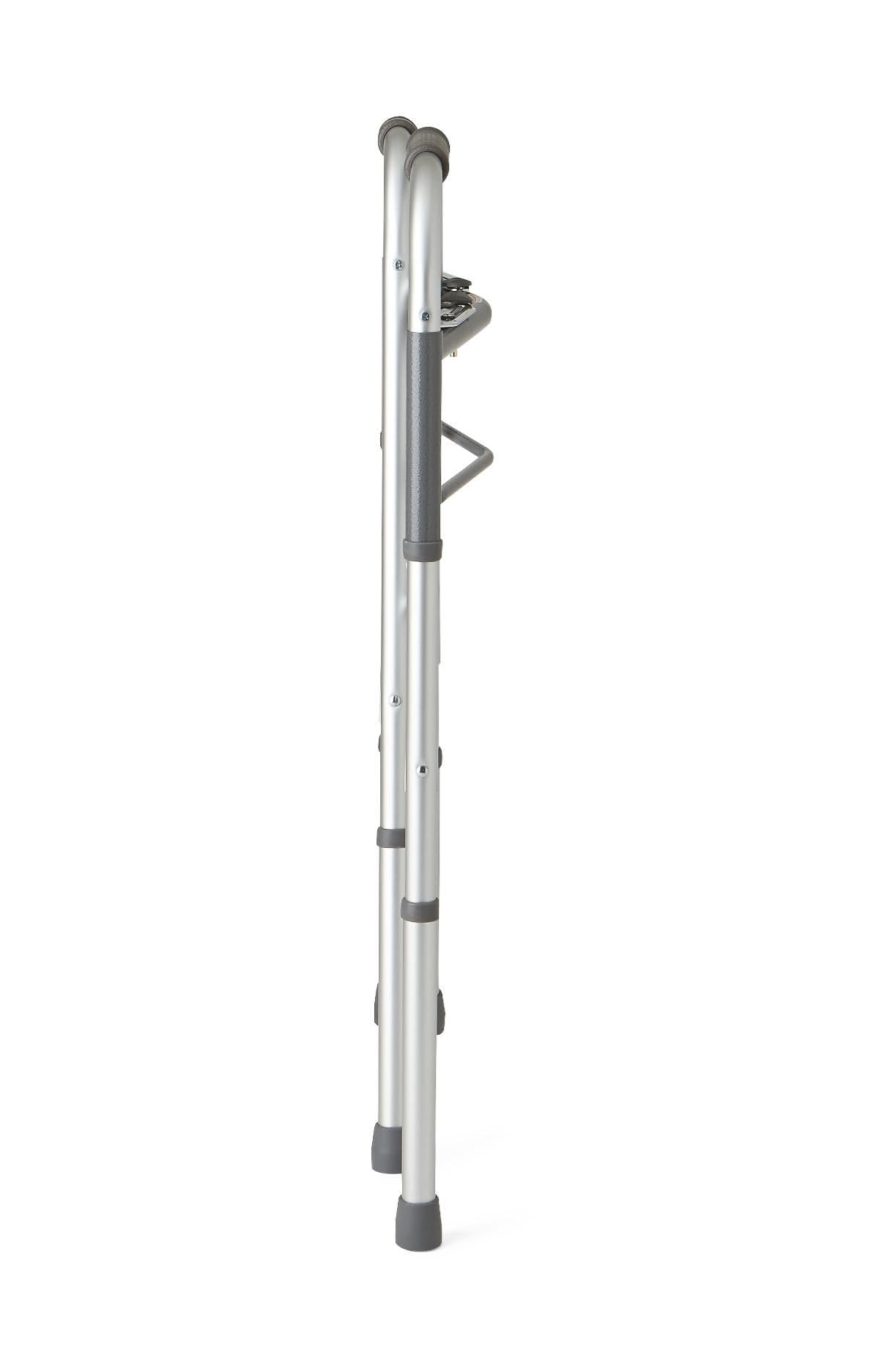 Two-Button Folding Walkers Without Wheels, 300 lbs Weight Capacity - Robust & Adjustable Mobility Aid for Elderly and Disabled Individuals