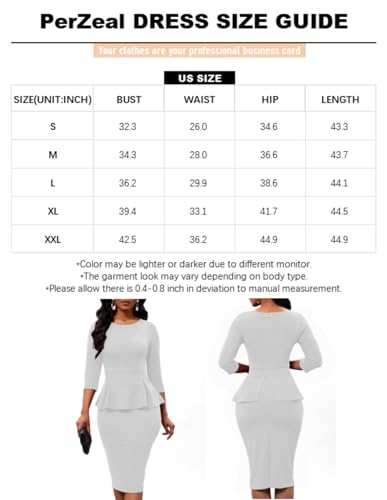 Women Fashion Peplum Bodycon 3/4 Sleeve Bow Wear to Work Club Business Formal Ruffle Pencil Party Dress Sky Blue Medium