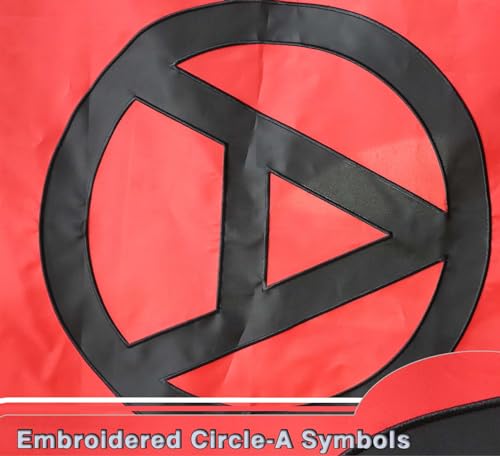 Premium Anarchist symbolism Flag 3x5 Ft Large,Embroidered Circle-A Symbols|Quadruple Stitched Fly Ends|Anarchism Punk Movement Official Anarchy Flags House Decoration Banner