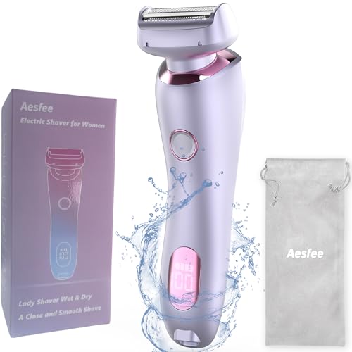 Electric Shaver for Women Legs, Lady Razors Hair Removal Waterproof Wet or Dry for Underarm Arm Bikini Private Area Pubic Hair, Portable Painless Ladies Body Hair Trimmer Remover (Purple)
