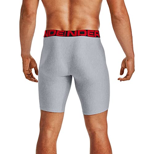 Under Armour mens Tech 9-inch Boxerjock 2-Pack , Mod Gray Light Heather (011)/Jet Gray Light Heather , Large