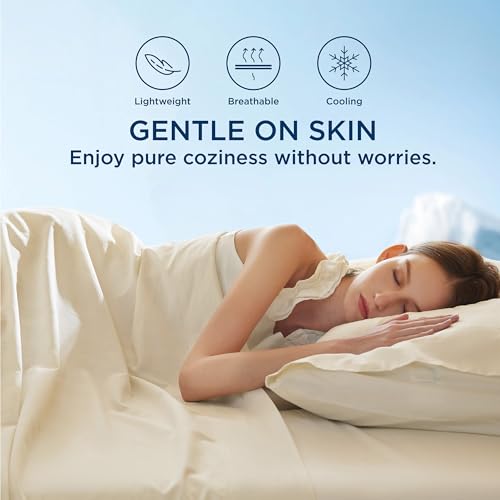 Bedsure Cooling Sheets for Hot Sleeper, Lyocell Cotton Queen Size Sheets, Temperature Regulating & Breathable Bed Sheets with Deep Pocket, 4 Pieces Soft Queen Sheets - Grey