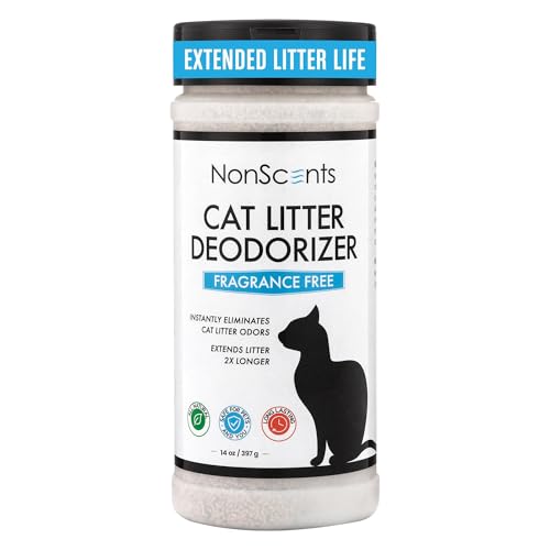 NonScents Cat Litter Deodorizer - Litter Box Odor Eliminator - Less Scooping Extends Kitty Litter Lifespan - Fragrance-Free Formula Eliminates Unpleasant Cat Odors - Fresh Scent Litter Pans