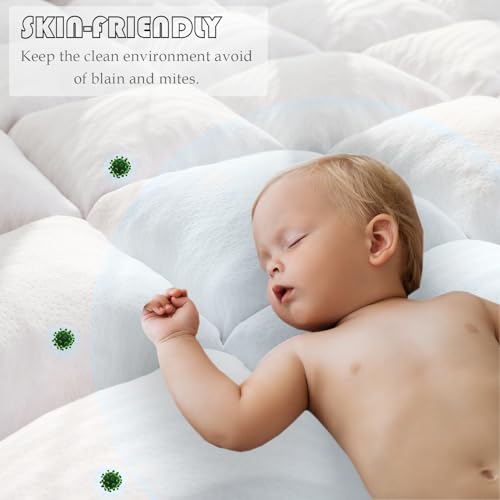 WhatsBedding 3 Inch Memory Foam Mattress Topper Full Size Memory Foam Filled Bamboo Cooling Fluffy & Soft 100% Air Fabirc Top Pillow Top, Anti-Slip Bottom, 4 Elastic Straps, 75x54x3 Inch, Full