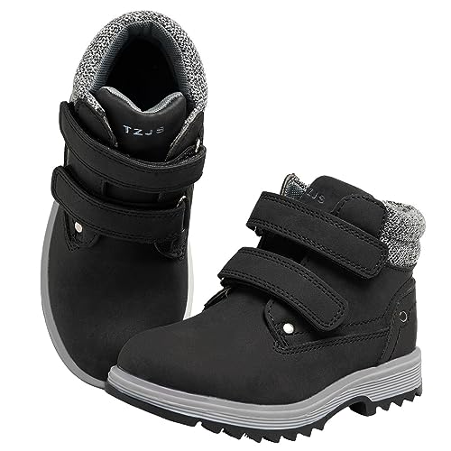 TZJS Kids' Hiking Work Boots for Boys Girls, Waterproof Outdoor Ankle Boots with Hook and Loop (Pink(Warm), numeric_6_point_5)