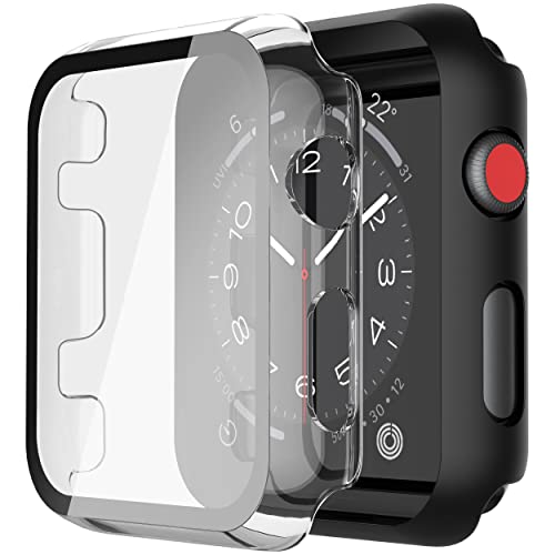 Misxi 2 Pack Hard PC Case with Tempered Glass Screen Protector Compatible with 49mm Apple Watch Ultra 2 (2024) / Ultra, Anti-Drop Scratch Resistant Lightweight Cover for iWatch, 1 Rose Pink + 1 Transparent