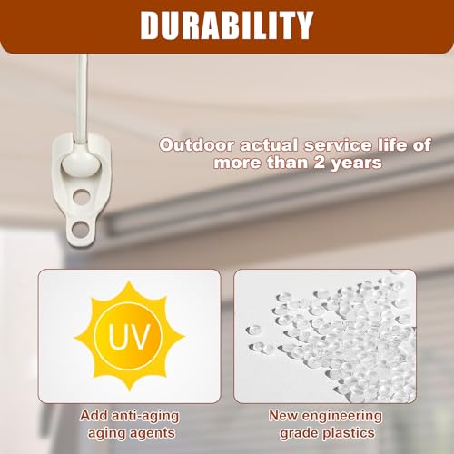 SeprochooSunshade Curtain Replacement Parts, Bungee Jumping kit, Suitable for Coolaroo's External Roller Blinds, and Compatible with Various Outdoor Sunshade Models(1set, Beige)