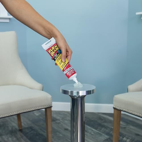 Flex Glue, Super Strong, Transparent, Rubberized Waterproof Adhesive, Works Underwater, Use on Pools, Showers, Outdoors, Concrete, Brick, Pavers, UV Resistant, 4 oz Squeeze Tube, Clear, 2-Pack