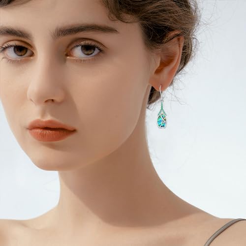 KNTTZZI Tulip Dangle Earrings 925 Sterling Silver Tulip Drop Earrings Hypoallergenic Abalone Shell Tulip Earring Jewelry Valentine's Day Birthday Gifts for Women