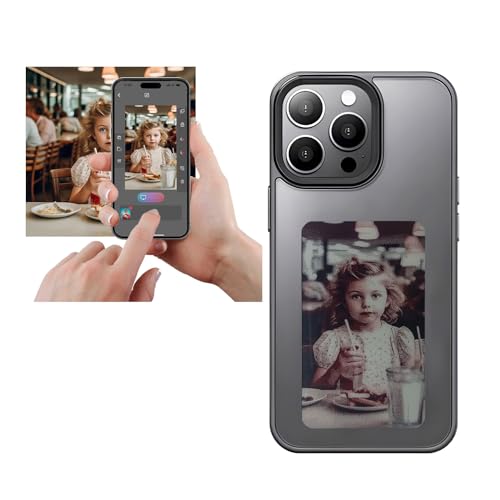 YATUO DIY E-Ink Phone Case for iphone14 PRO 𝐀𝐏𝐏 Operation Smart Photo Rear Projection Customiza Phone Case Instantly Display Photos On The Ink Screen Back Cover Personalize Your Phone case (Black)