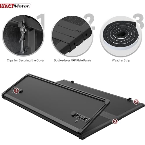YITAMOTOR Soft Tri-fold Truck Bed Tonneau Cover Compatible with 2015-2024 Ford F150 F-150 5.5ft Bed, Reflective Strip Style
