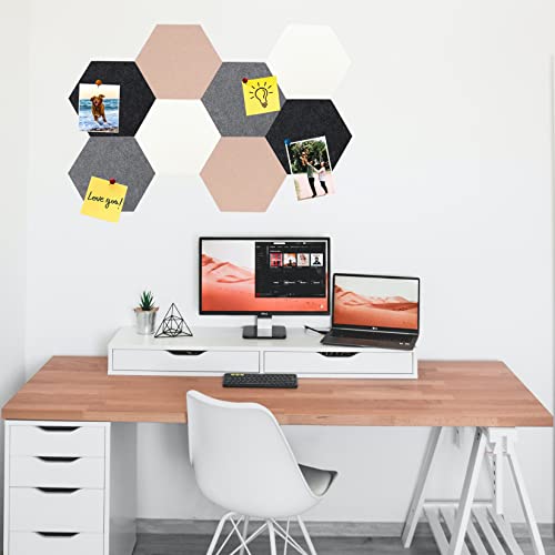HULAVO 8Pcs Rectangle Felt Cork Board Bar Strips with 35 Pushpins, Self-Adhesive Bulletin Board Strips for Office School Home Wall Decor Stickers Memos Schedules Photos Display -Gradual Green