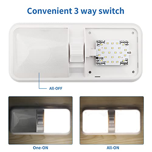 RVZONE RV Lights Interior Natural White 12V RV LED Ceiling Double Dome Light Fixture 1100 LM Frosted RV Interior Lighting Camper Lights for RV Bedroom, Living Room(4500K)