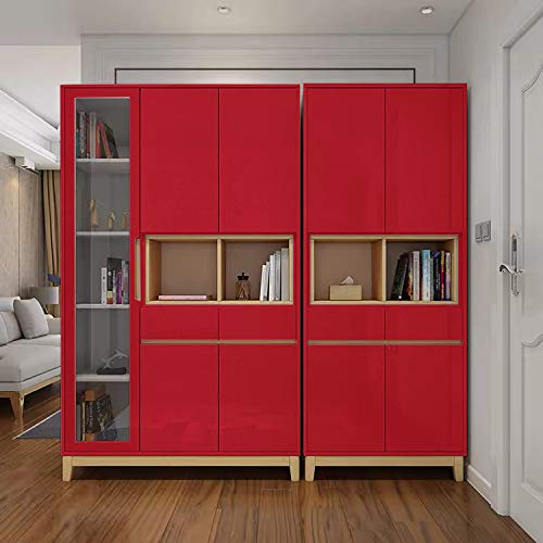 15.8''x393.7''Red Contact Paper for Countertops Self-Adhesive Wallpaper Removable Red Peel and Stick Wallpaper Waterproof Easy to Clean Vinyl Roll Decorative Kitchen Cabinet for Wall Covering