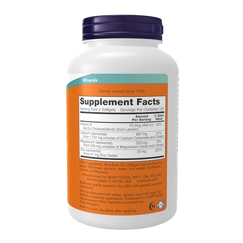 NOW Foods Calcium & Magnesium, 240 Softgel (2 Pack)