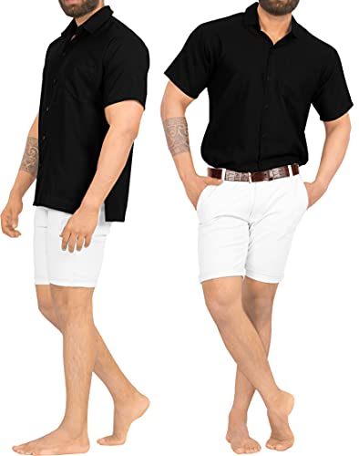 HAPPY BAY Men's Short Sleeve Button Down Summer Solid Shirts Casual Camp Vacation Shirt for Men Beach Business Work Shirt Tees with Pocket 7XL Mustard Plain
